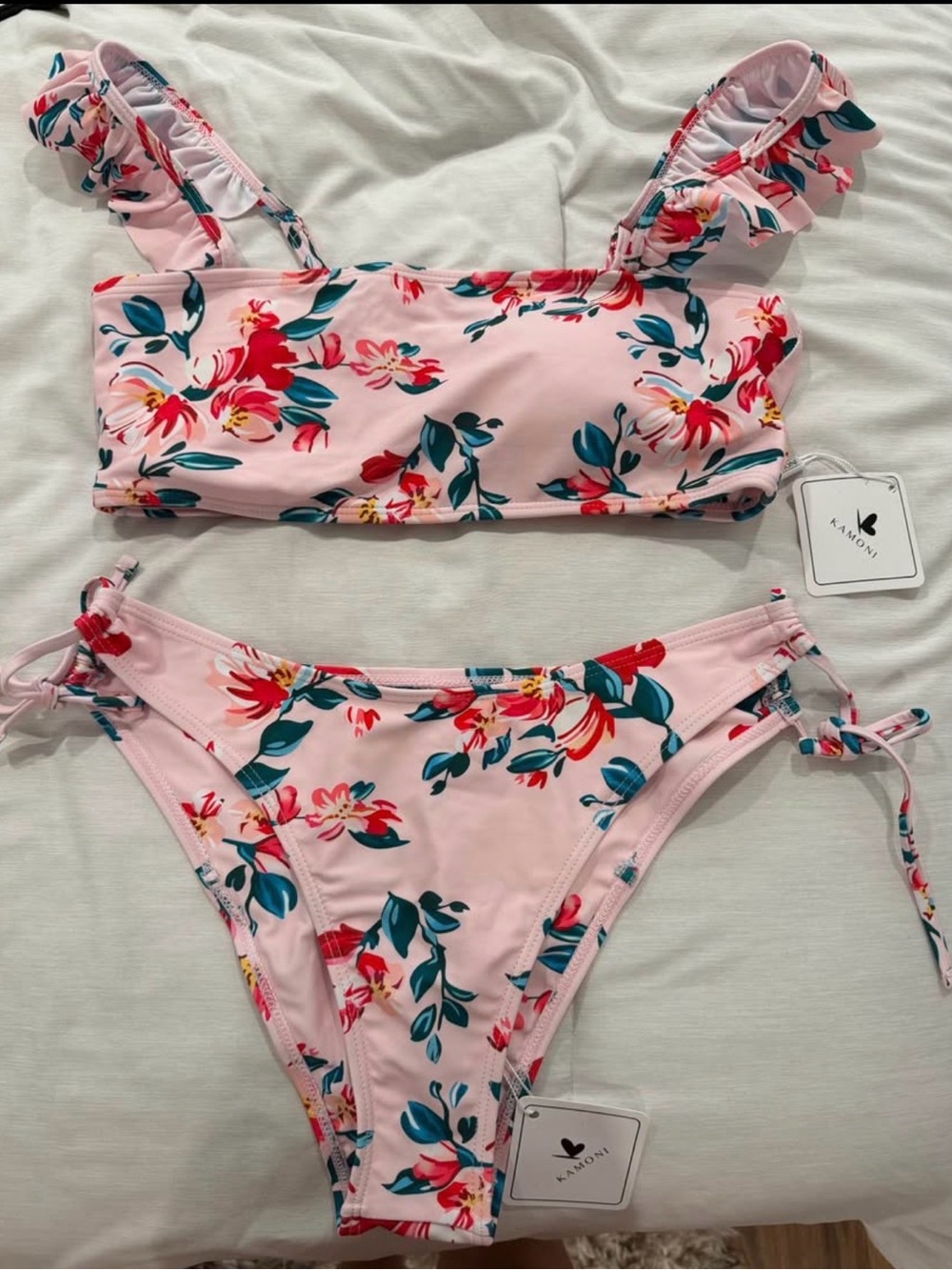 Kamoni Floral Ruffle-Strap Bikini Set